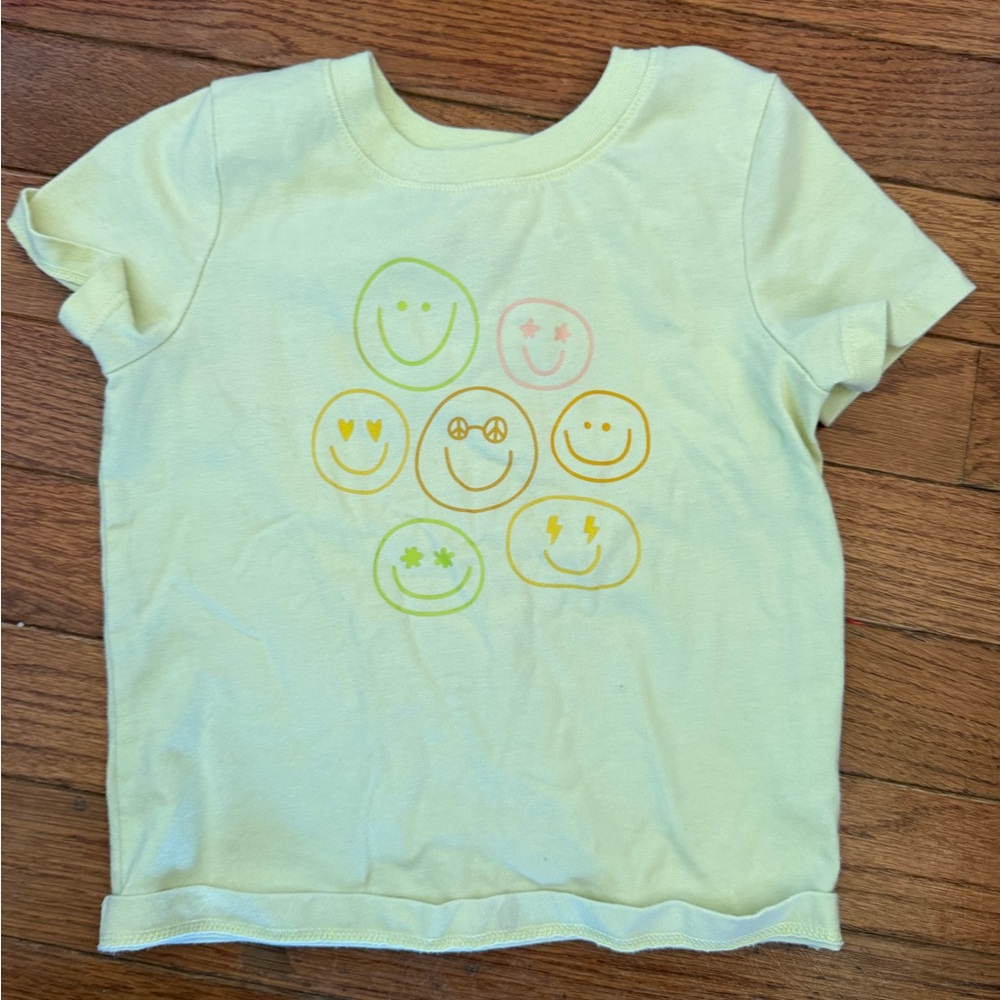 Cat & Jack Kids T-Shirt - Light Yellow with Smiley Faces